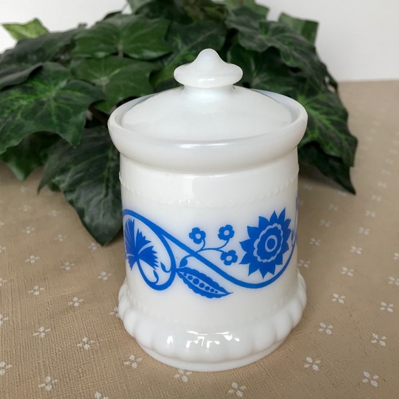 Vintage Other - Hazel Atlas Milk Glass Sweet Pea/Sunflower Jar